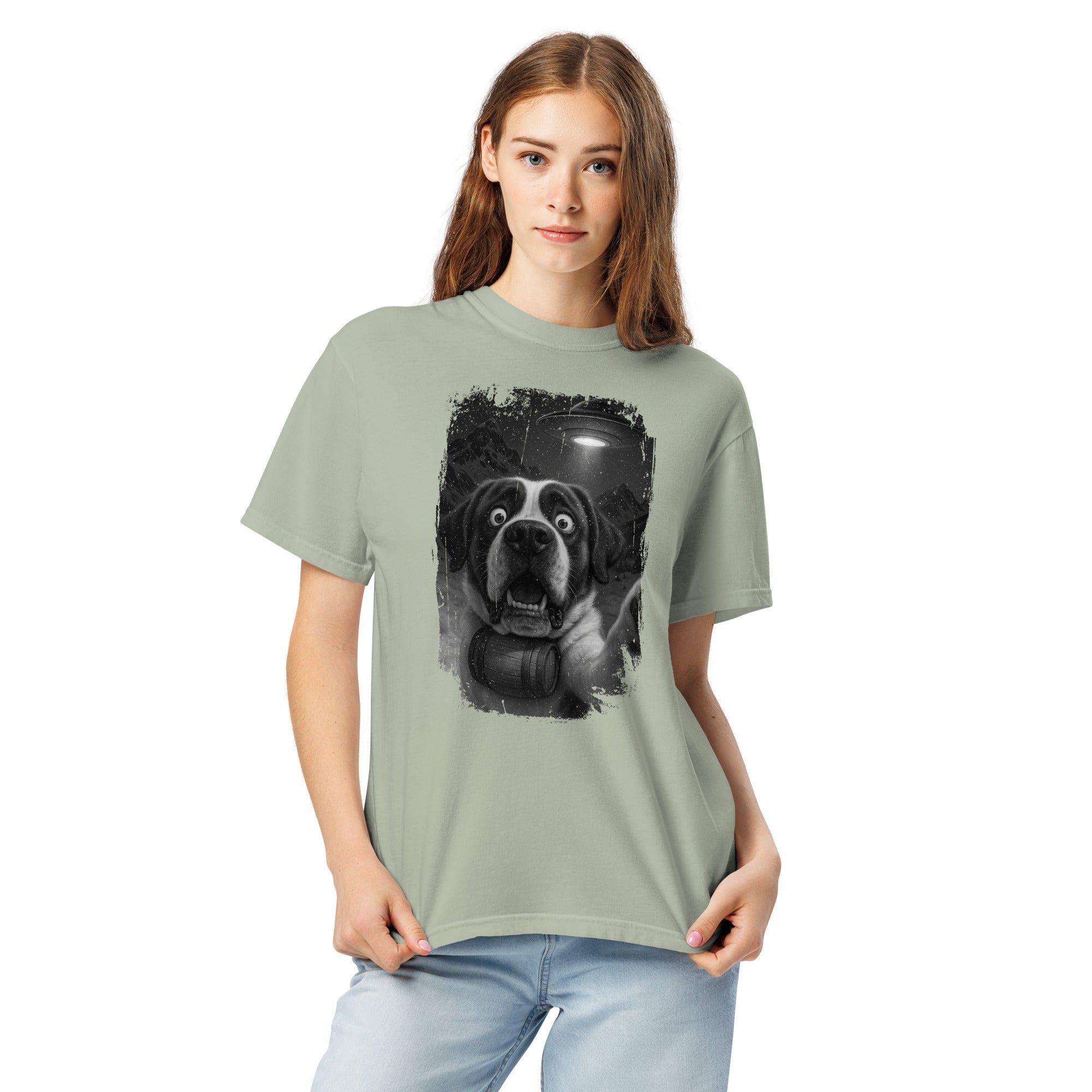 UFO Mountain Scaredy St Bernard T-Shirt - Lucy + Norman