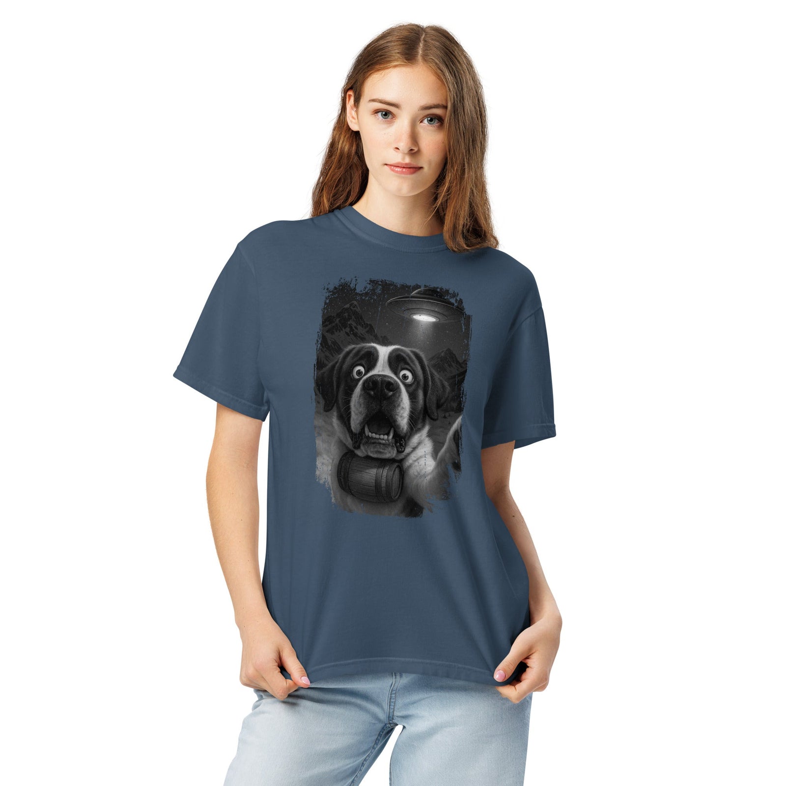 UFO Mountain Scaredy St Bernard T-Shirt - Lucy + Norman