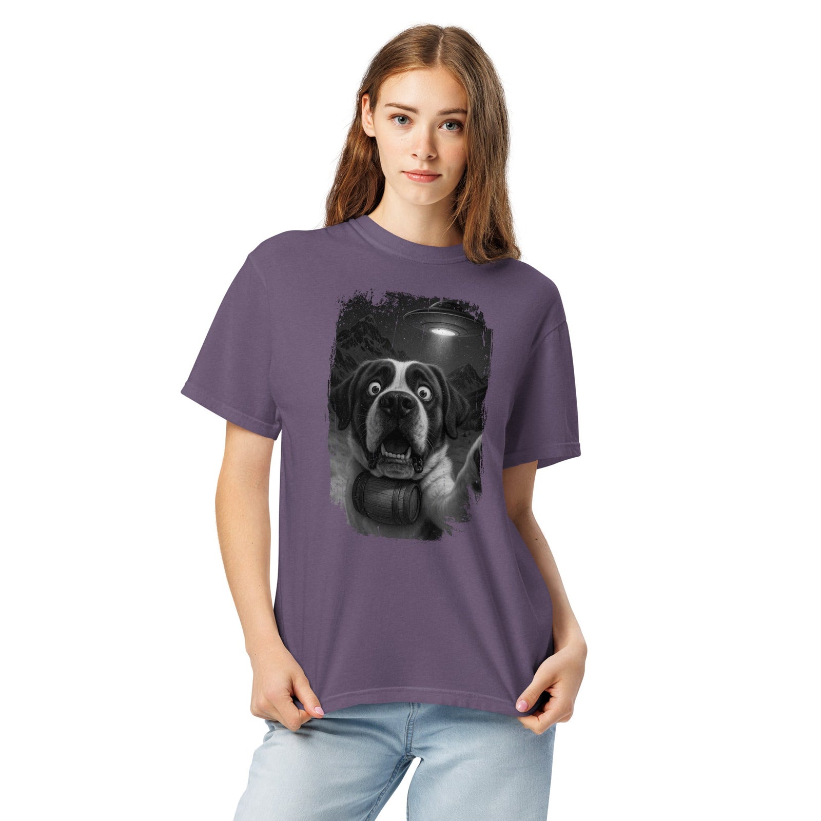 UFO Mountain Scaredy St Bernard T-Shirt - Lucy + Norman