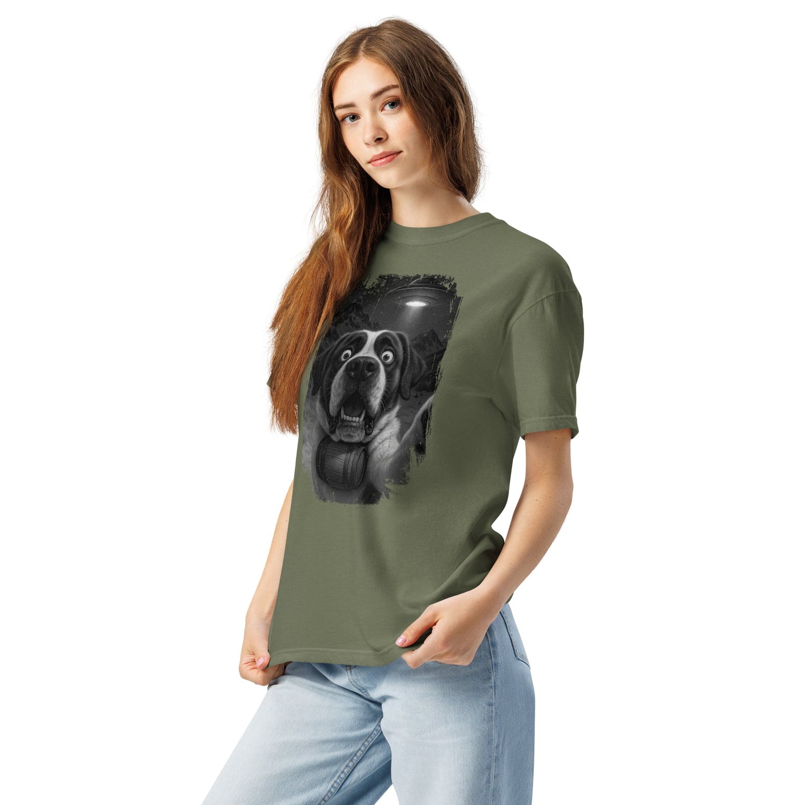 UFO Mountain Scaredy St Bernard T-Shirt - Lucy + Norman