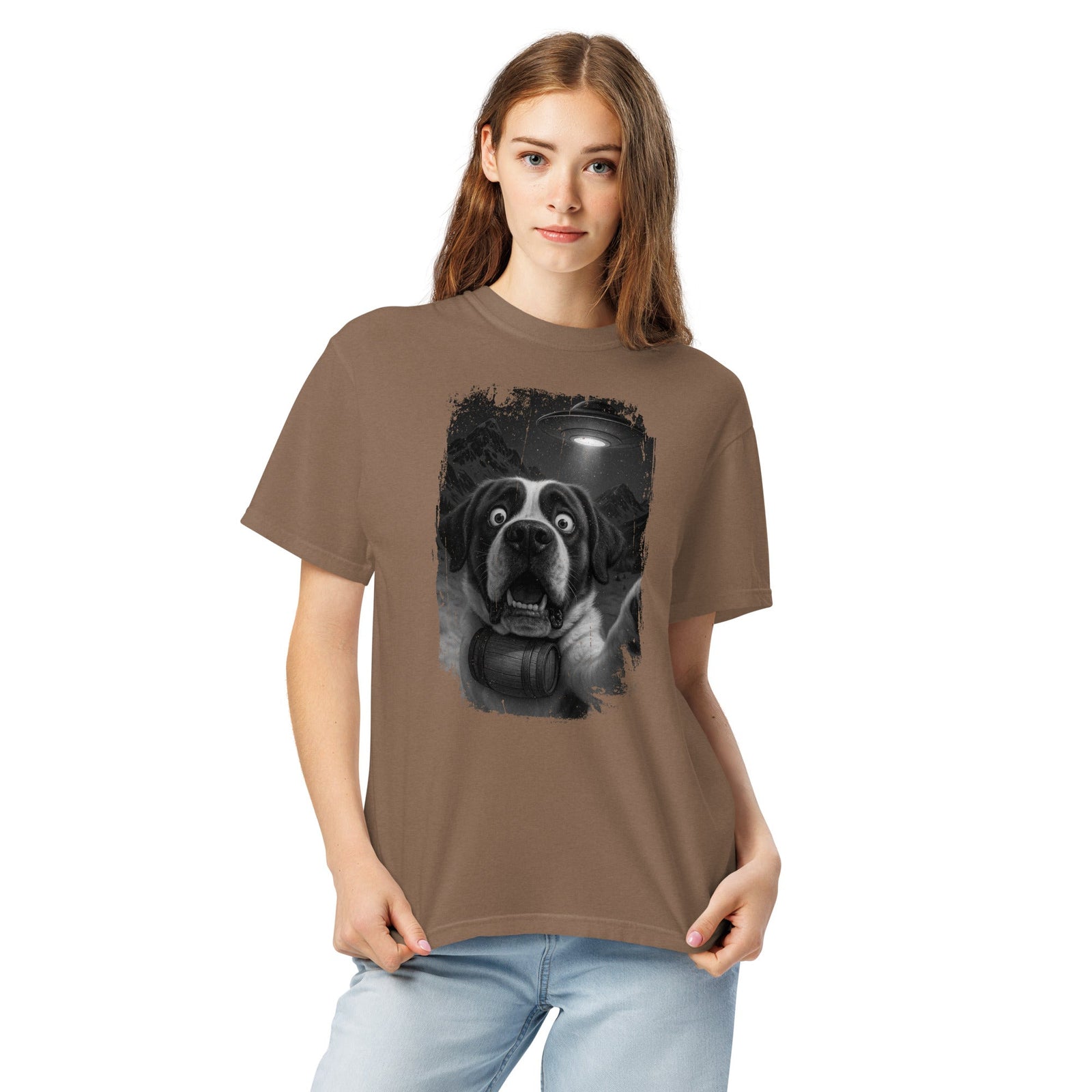 UFO Mountain Scaredy St Bernard T-Shirt - Lucy + Norman