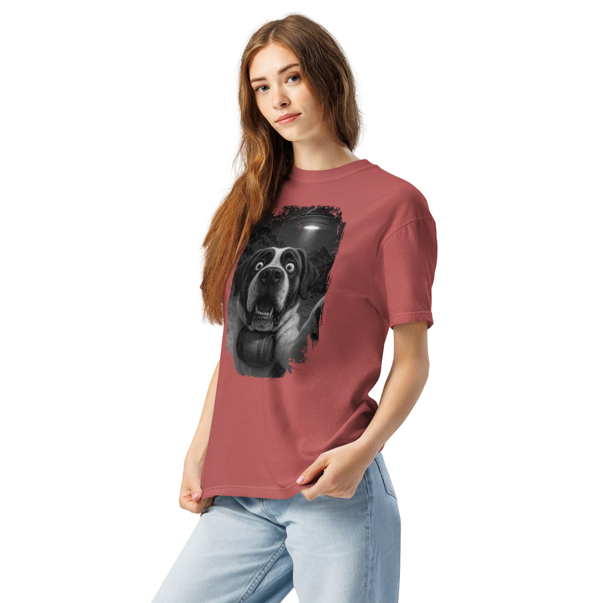 UFO Mountain Scaredy St Bernard T-Shirt - Lucy + Norman
