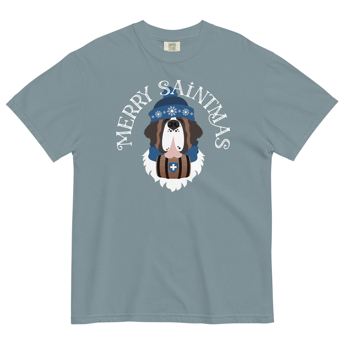 Merry Saintmas Blue Heavyweight Comfort Colors T-Shirt - Lucy + Norman