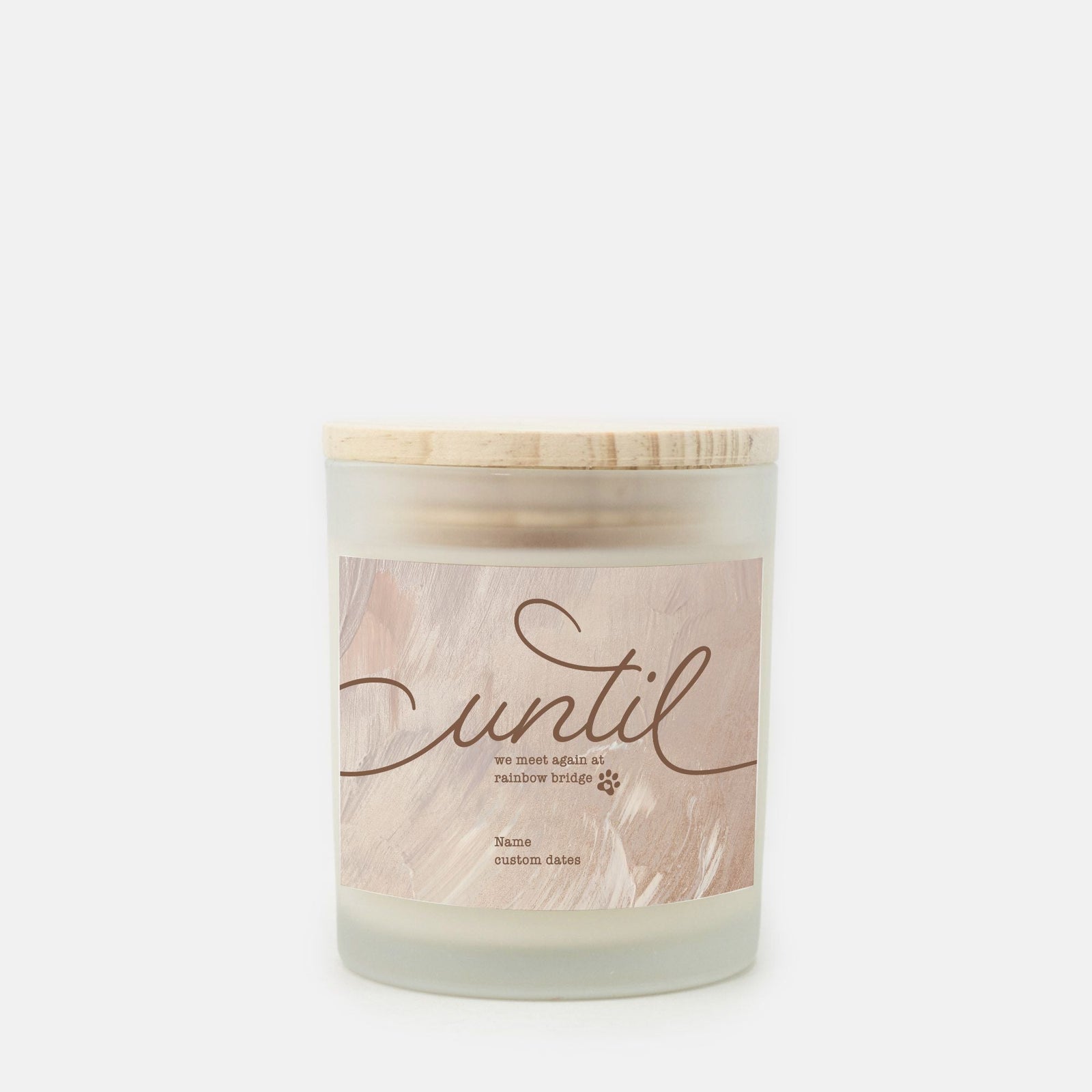 Until We Meet Again at Rainbow Bridge Dog Memorial Frosted Glass Candle - Lucy + Norman