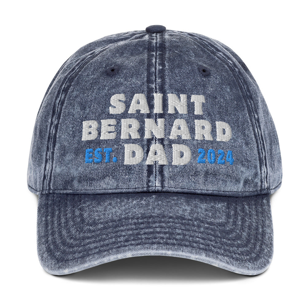 Saint Bernard Dad Est. Date Vintage Cotton Twill Cap - Lucy + Norman