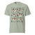Comfort Colors bay green t-shirt featuring a woodland-themed Saint Bernard dog woodland and mountains pattern with six adorable Saint Bernards in various poses, perfect Saint Bernard gift for dog lovers.