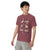 Comfort Colors Brick t-shirt featuring a woodland-themed Saint Bernard dog woodland and mountains pattern with six adorable Saint Bernards in various poses, perfect Saint Bernard gift for dog lovers.