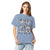 Comfort Colors Denim t-shirt featuring a woodland-themed Saint Bernard dog woodland and mountains pattern with six adorable Saint Bernards in various poses, perfect Saint Bernard gift for dog lovers.