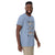 Comfort Colors Denim t-shirt featuring a woodland-themed Saint Bernard dog woodland and mountains pattern with six adorable Saint Bernards in various poses, perfect Saint Bernard gift for dog lovers.