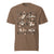 Comfort Colors Espresso t-shirt featuring a woodland-themed Saint Bernard dog woodland and mountains pattern with six adorable Saint Bernards in various poses, perfect Saint Bernard gift for dog lovers.