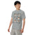 Comfort Colors Granite t-shirt featuring a woodland-themed Saint Bernard dog woodland and mountains pattern with six adorable Saint Bernards in various poses, perfect Saint Bernard gift for dog lovers.