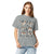 Comfort Colors Granite t-shirt featuring a woodland-themed Saint Bernard dog woodland and mountains pattern with six adorable Saint Bernards in various poses, perfect Saint Bernard gift for dog lovers.