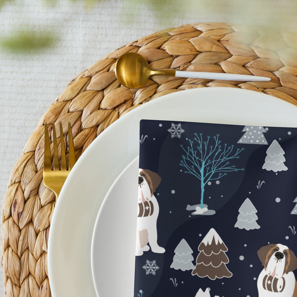 Alpine Chill St Bernard Cloth Napkin Set - Lucy + Norman