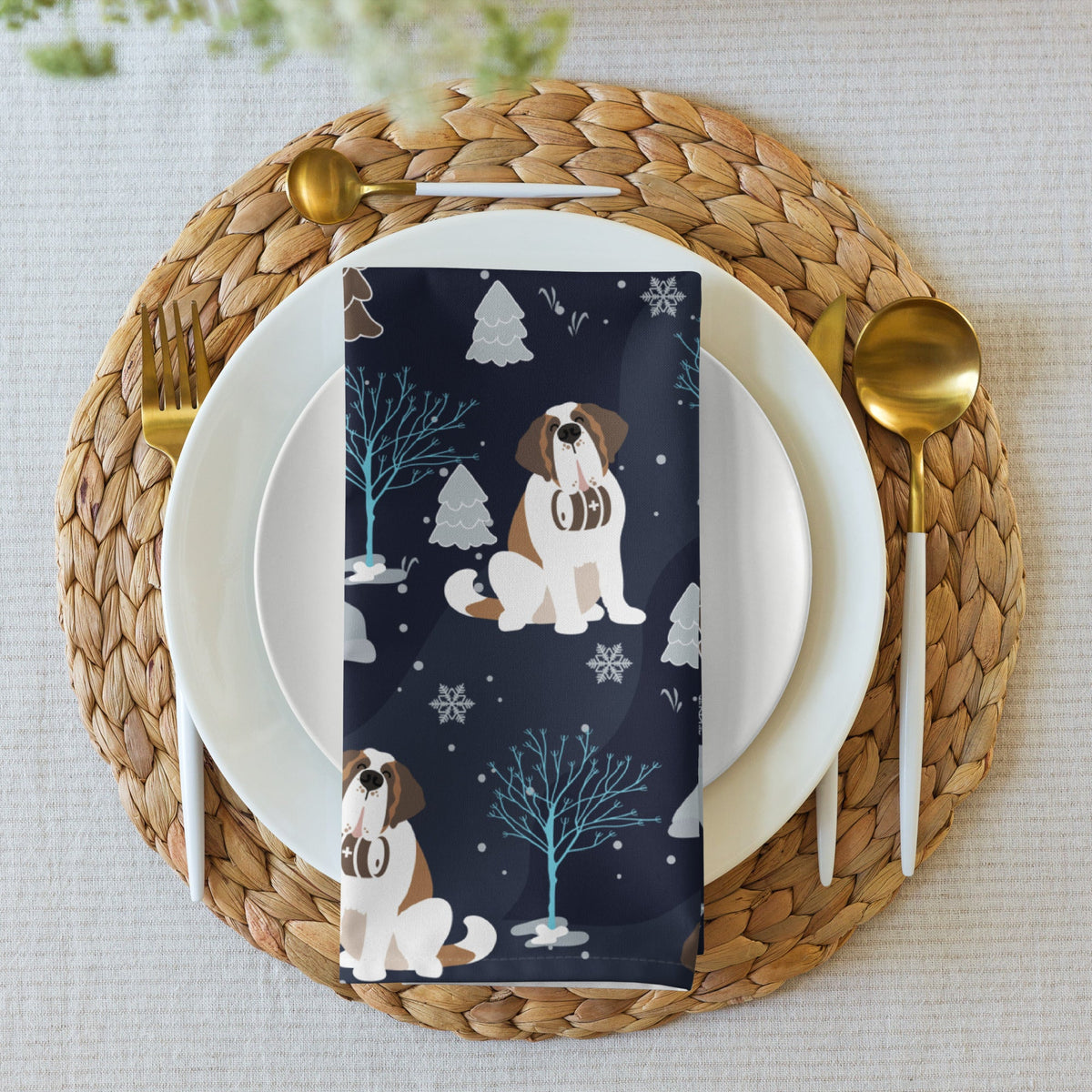 Alpine Chill St Bernard Cloth Napkin Set - Lucy + Norman