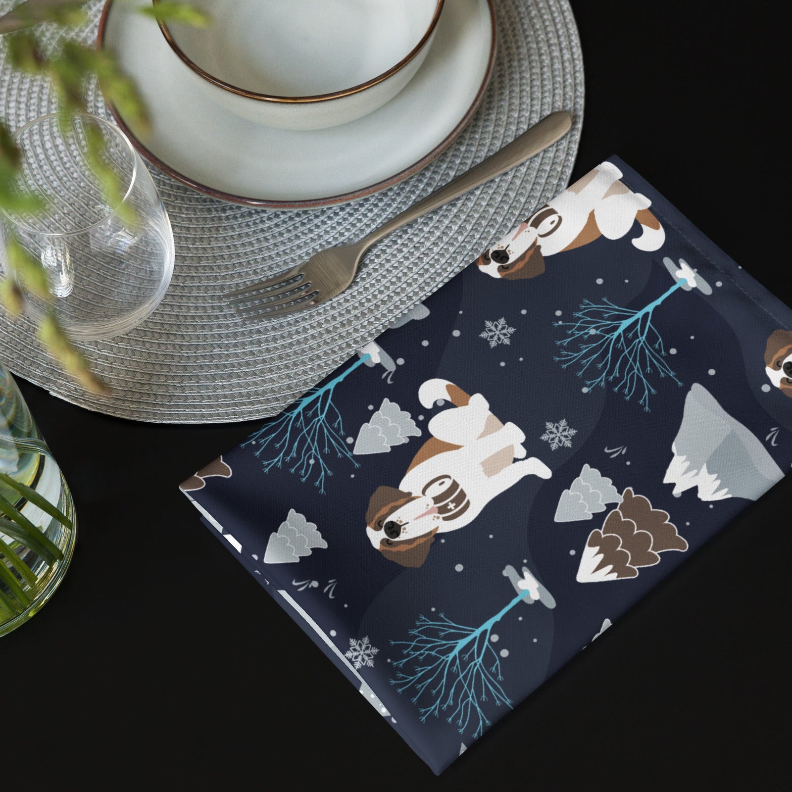 Alpine Chill St Bernard Cloth Napkin Set - Lucy + Norman