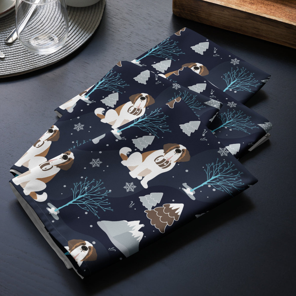 Alpine Chill St Bernard Cloth Napkin Set - Lucy + Norman