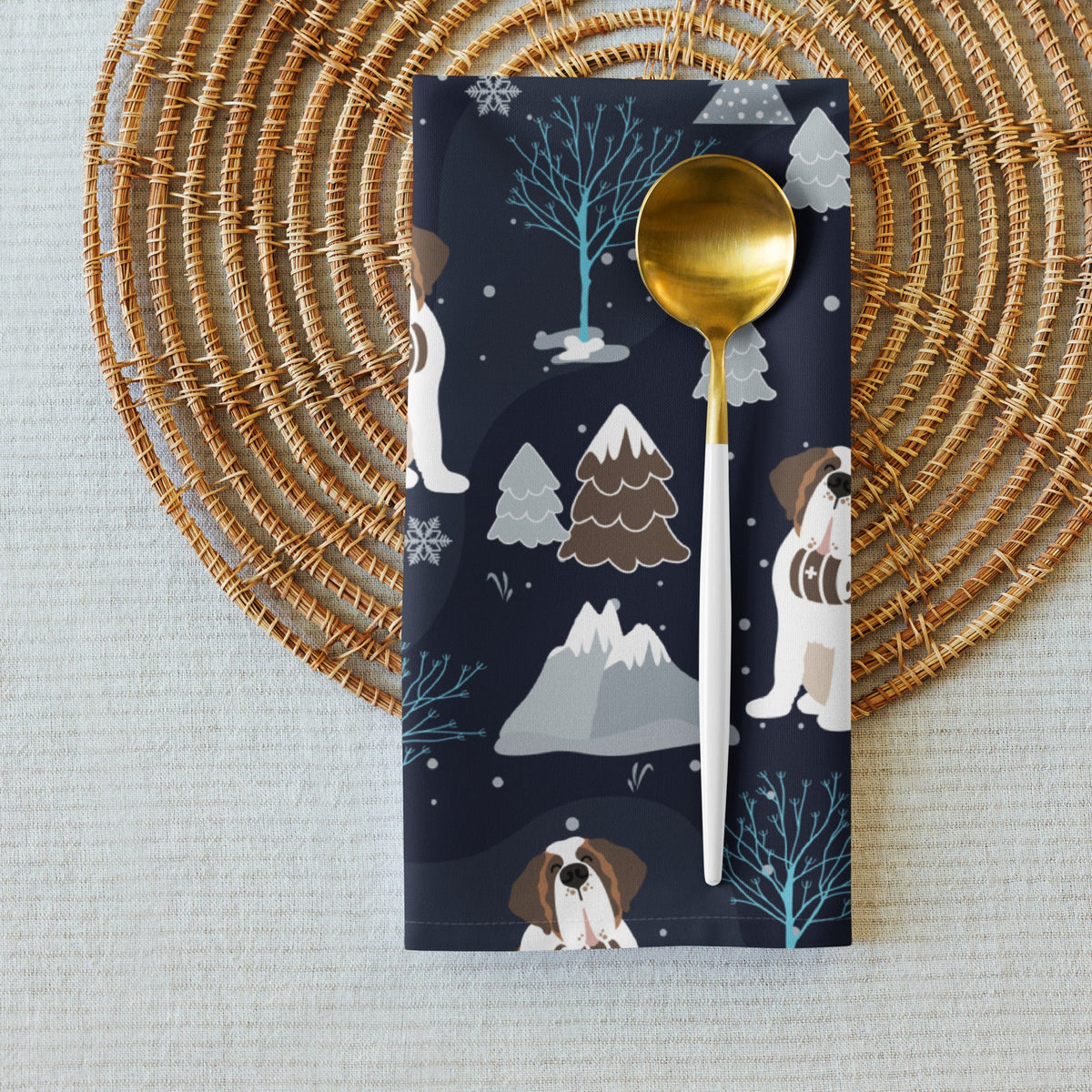 Alpine Chill St Bernard Cloth Napkin Set - Lucy + Norman