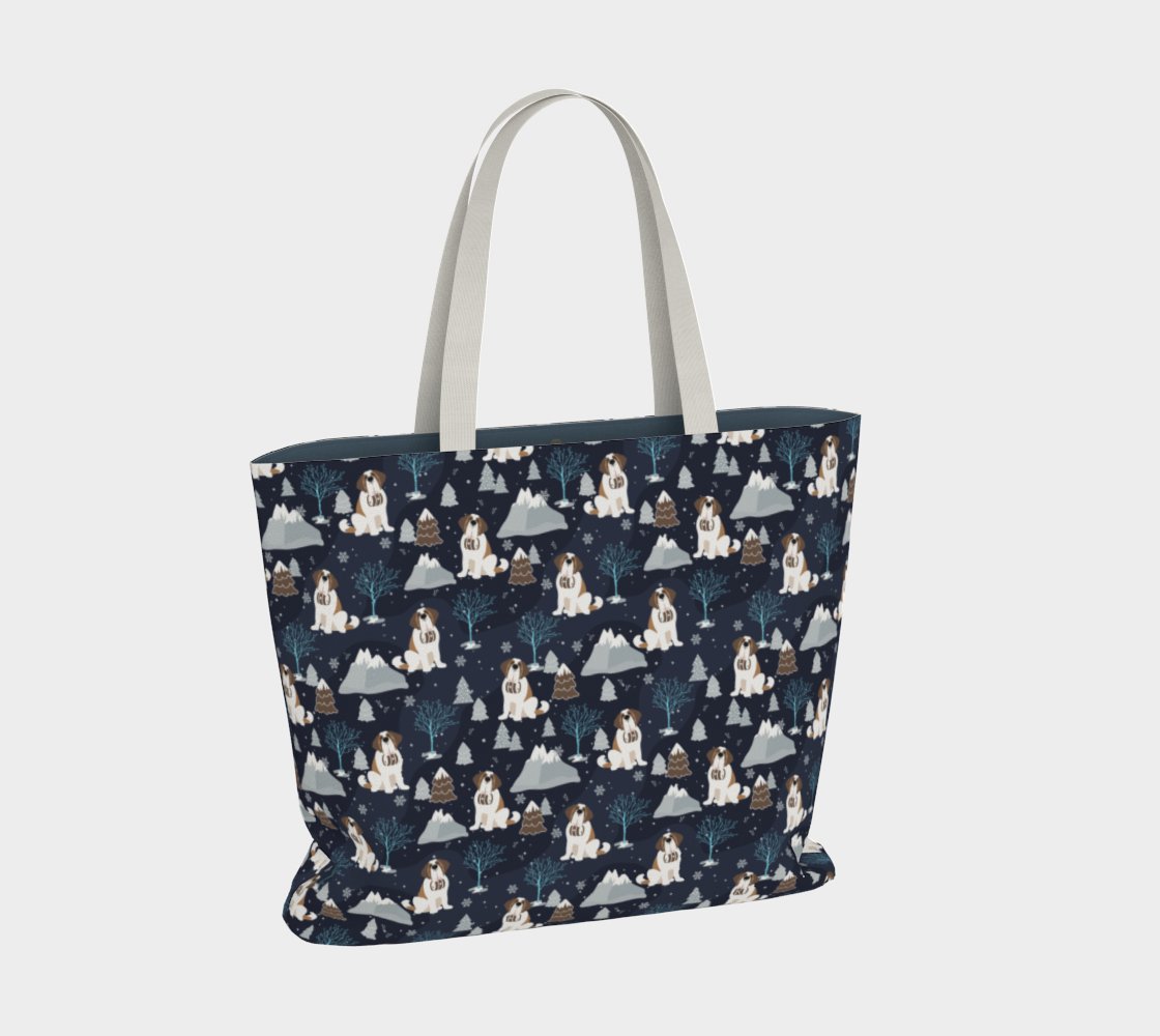 Alpine Chill St Bernard Large Market Tote Bag - Lucy + Norman