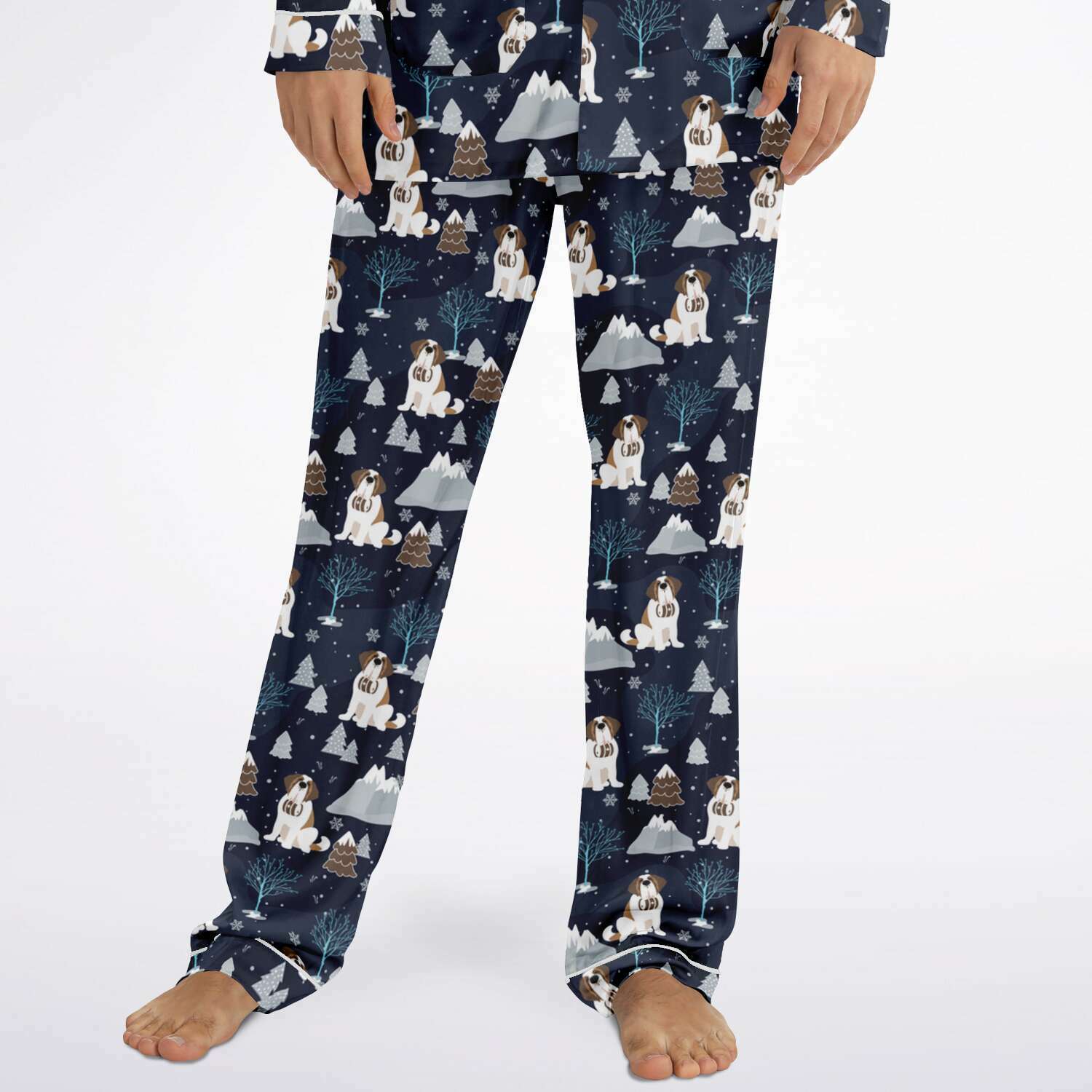 Alpine Chill St Bernard Men's Satin Pajamas - Lucy + Norman