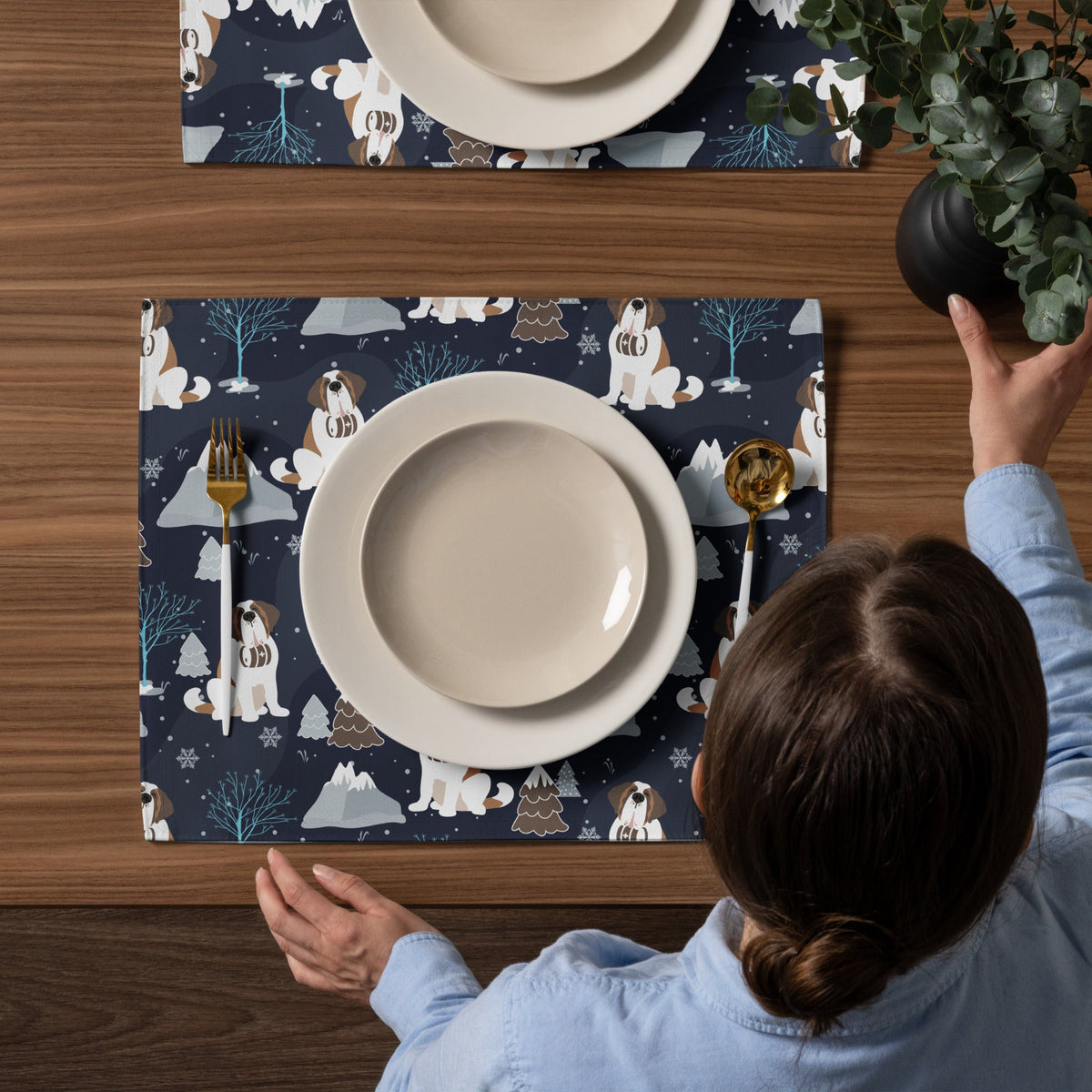 Alpine Chill St Bernard Placemat Set - Lucy + Norman