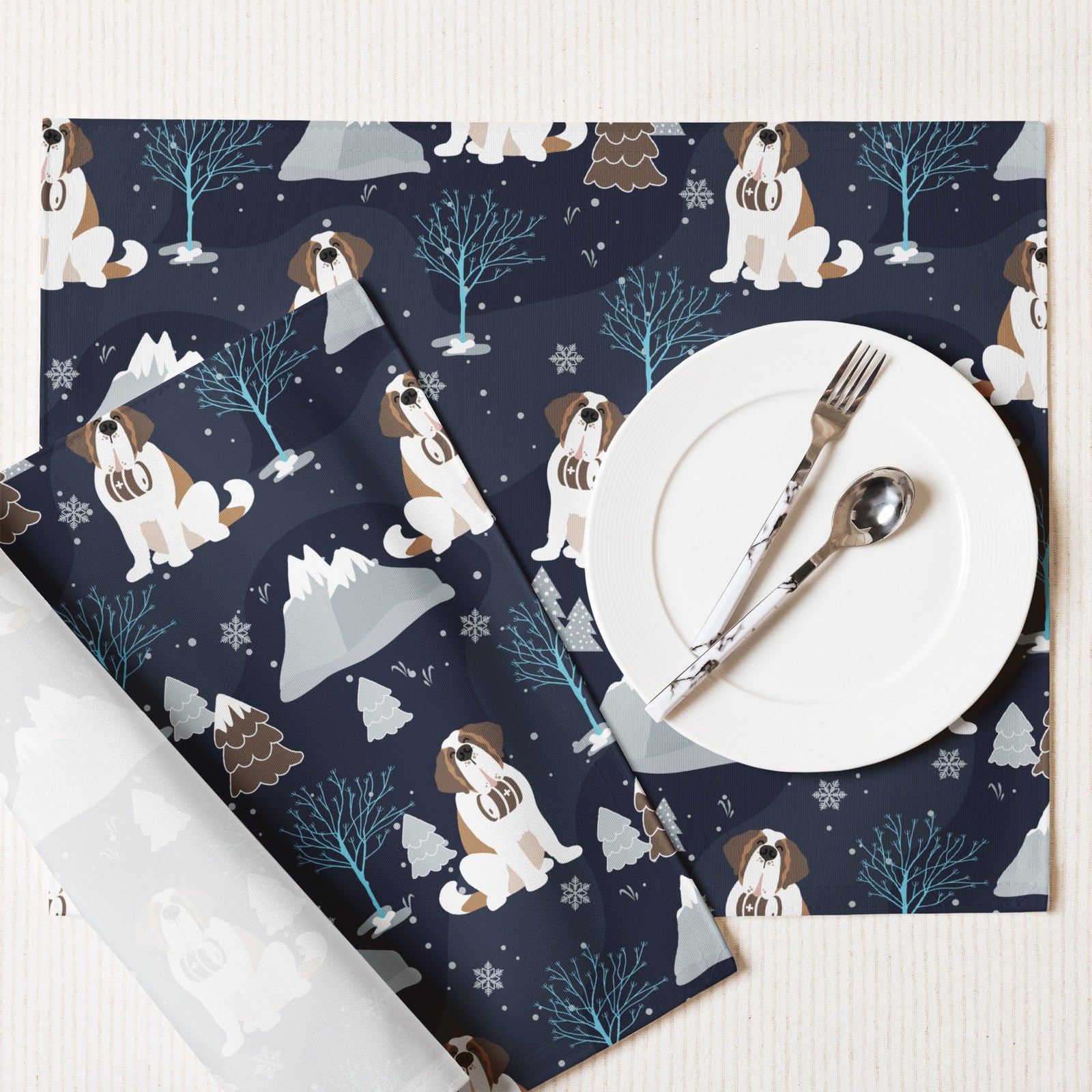 Alpine Chill St Bernard Placemat Set - Lucy + Norman