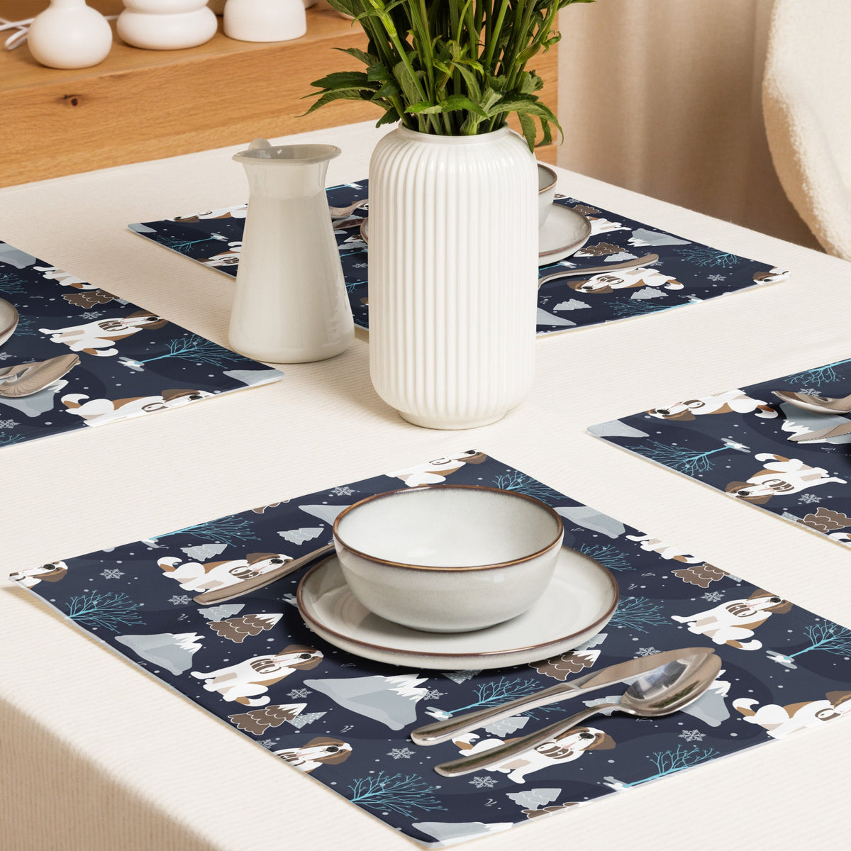 Alpine Chill St Bernard Placemat Set - Lucy + Norman