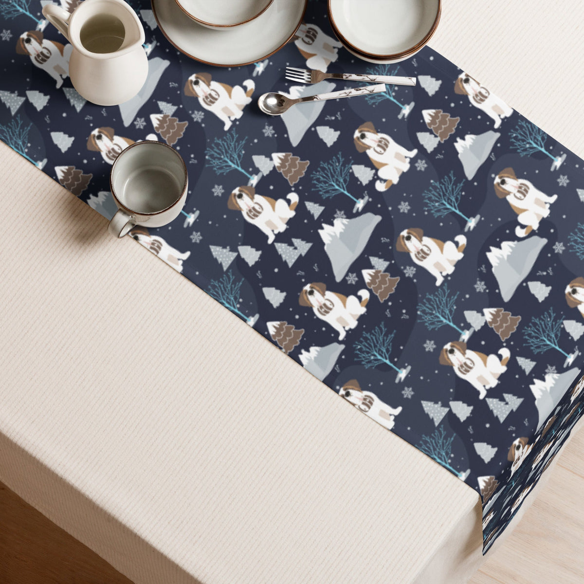 Alpine Chill St Bernard Table Runner - Lucy + Norman