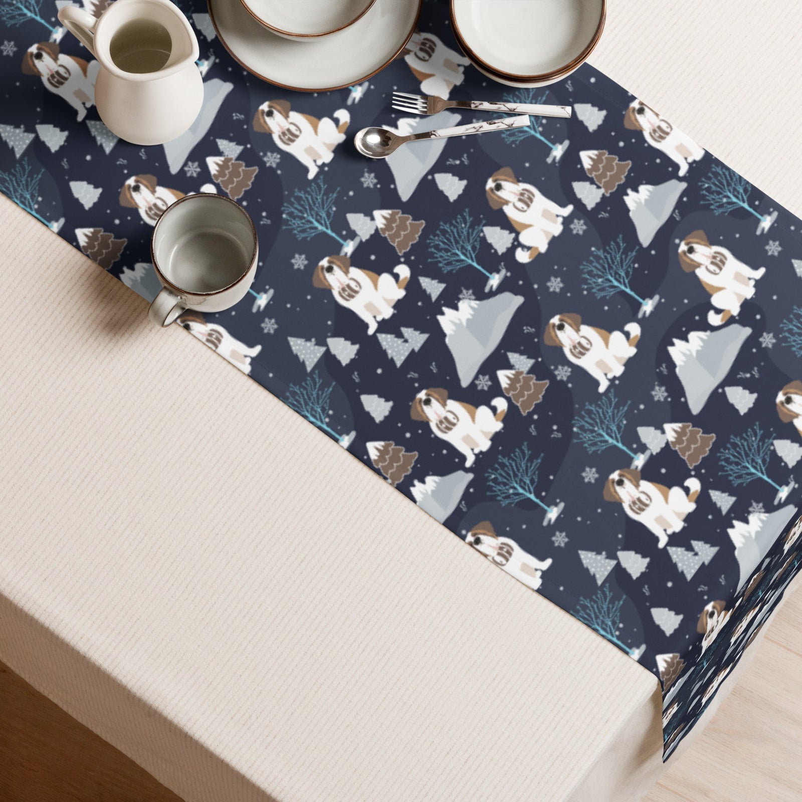 Alpine Chill St Bernard Table Runner - Lucy + Norman