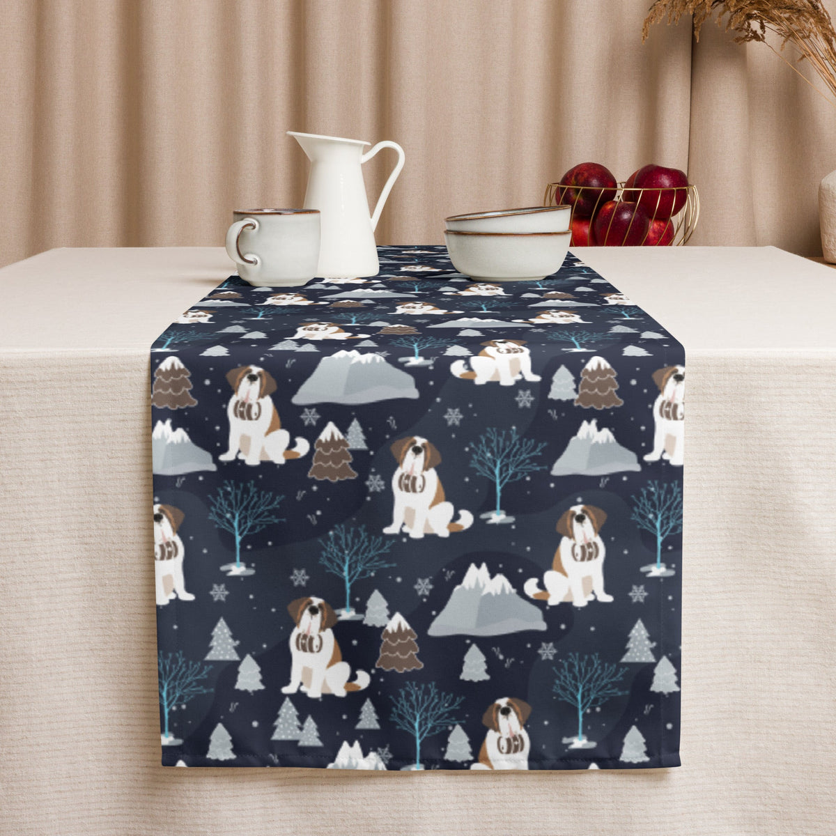 Alpine Chill St Bernard Table Runner - Lucy + Norman