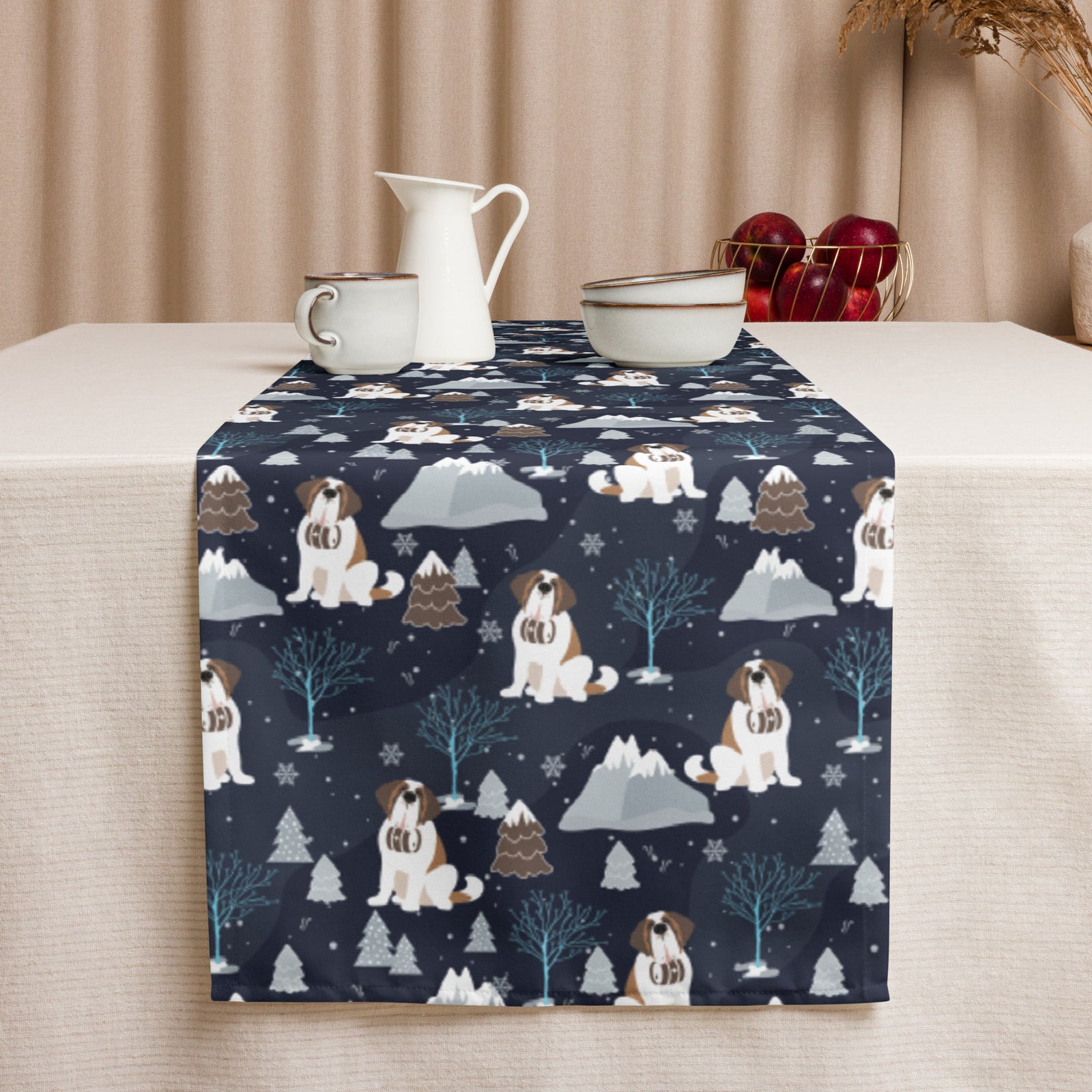 Alpine Chill St Bernard Table Runner - Lucy + Norman
