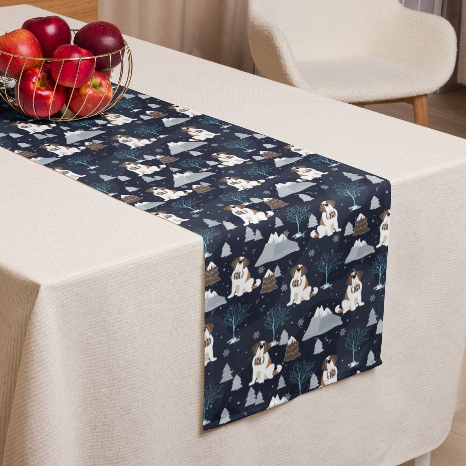 Alpine Chill St Bernard Table Runner - Lucy + Norman