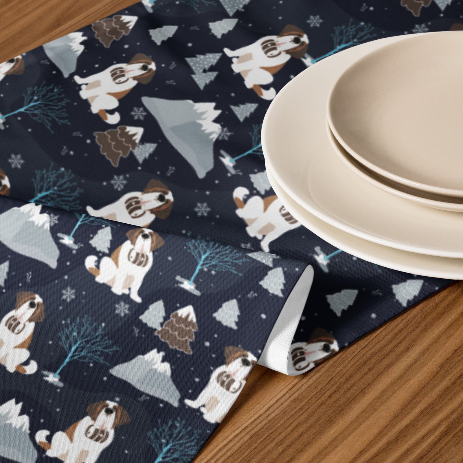 Alpine Chill St Bernard Table Runner - Lucy + Norman