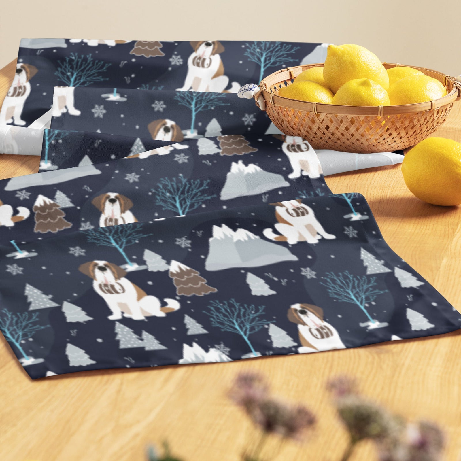 Alpine Chill St Bernard Table Runner - Lucy + Norman