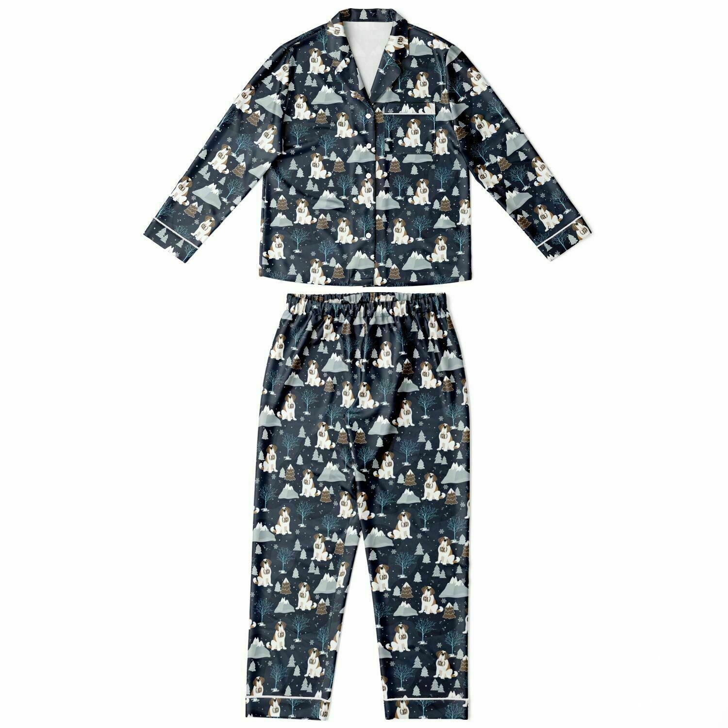 Alpine Chill St Bernard Women's Satin Pajamas - Lucy + Norman