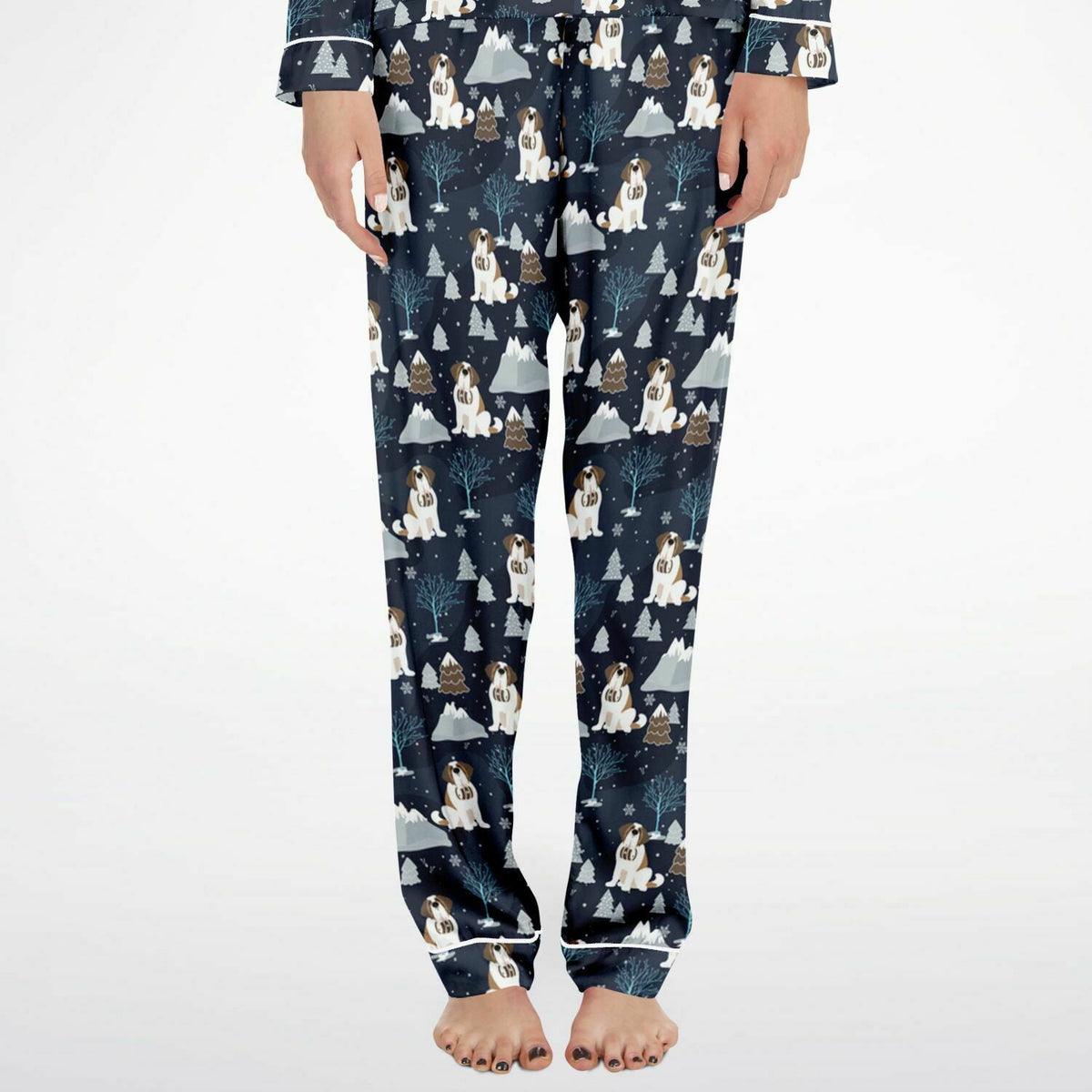 Alpine Chill St Bernard Women s Satin Pajamas by Lucy Norman