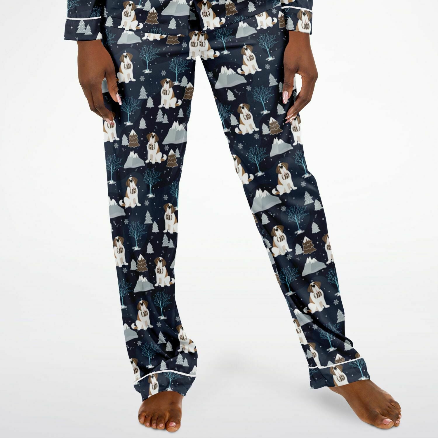 Alpine Chill St Bernard Women's Satin Pajamas - Lucy + Norman