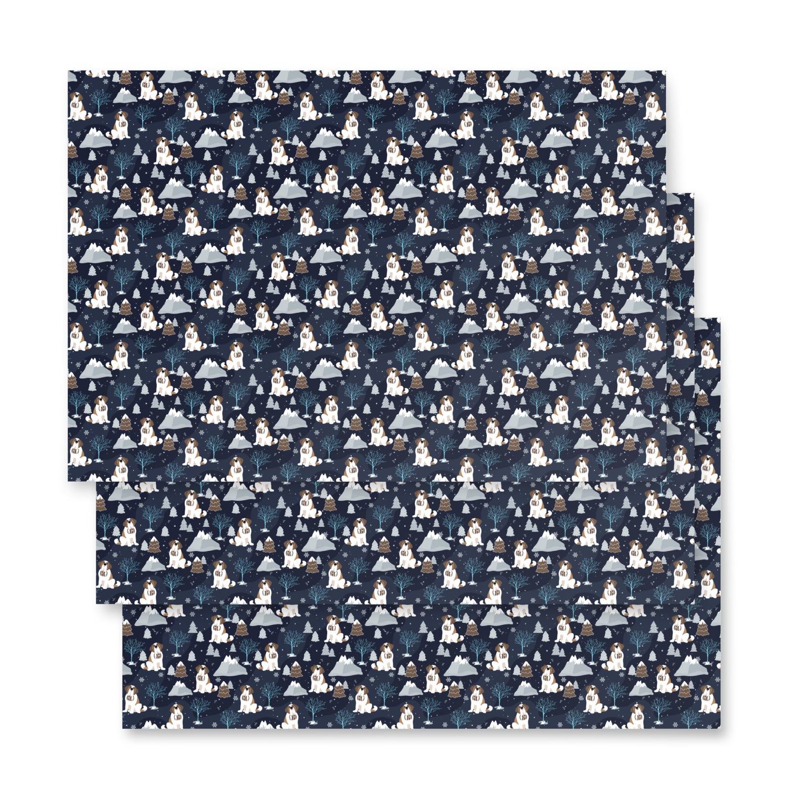 Alpine Chill St Bernard Wrapping Paper Sheets - Lucy + Norman
