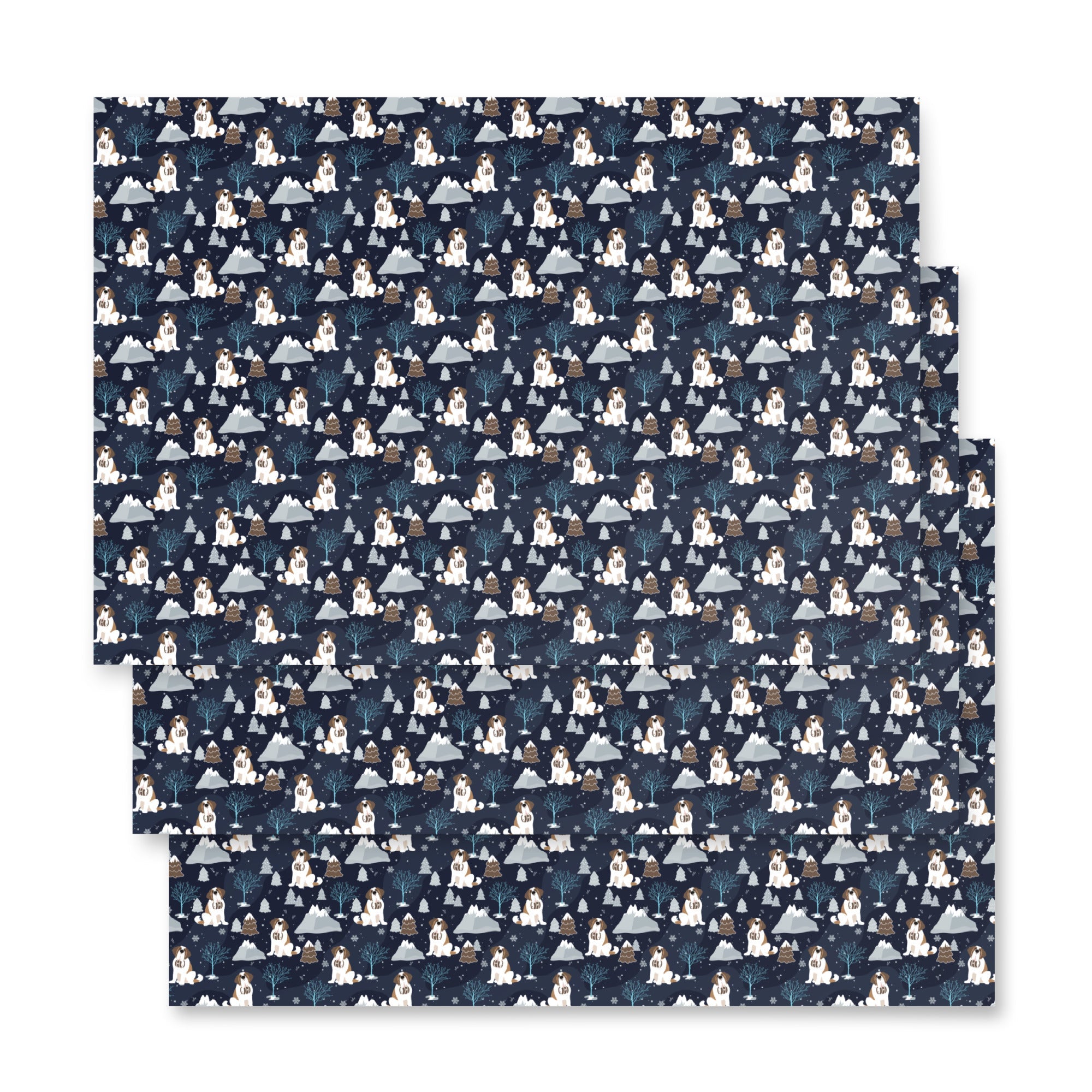 Alpine Chill St Bernard Wrapping Paper Sheets - Lucy + Norman