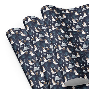Alpine Chill St Bernard Wrapping Paper Sheets - Lucy + Norman