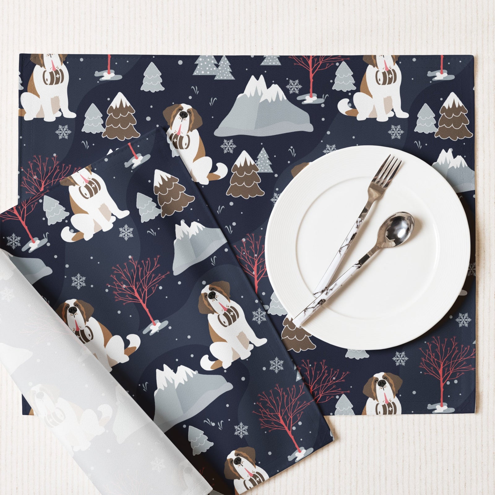 Reindeer Saint Bernard Dog Christmas Wrapping Paper Sheets by Lucy + Norman