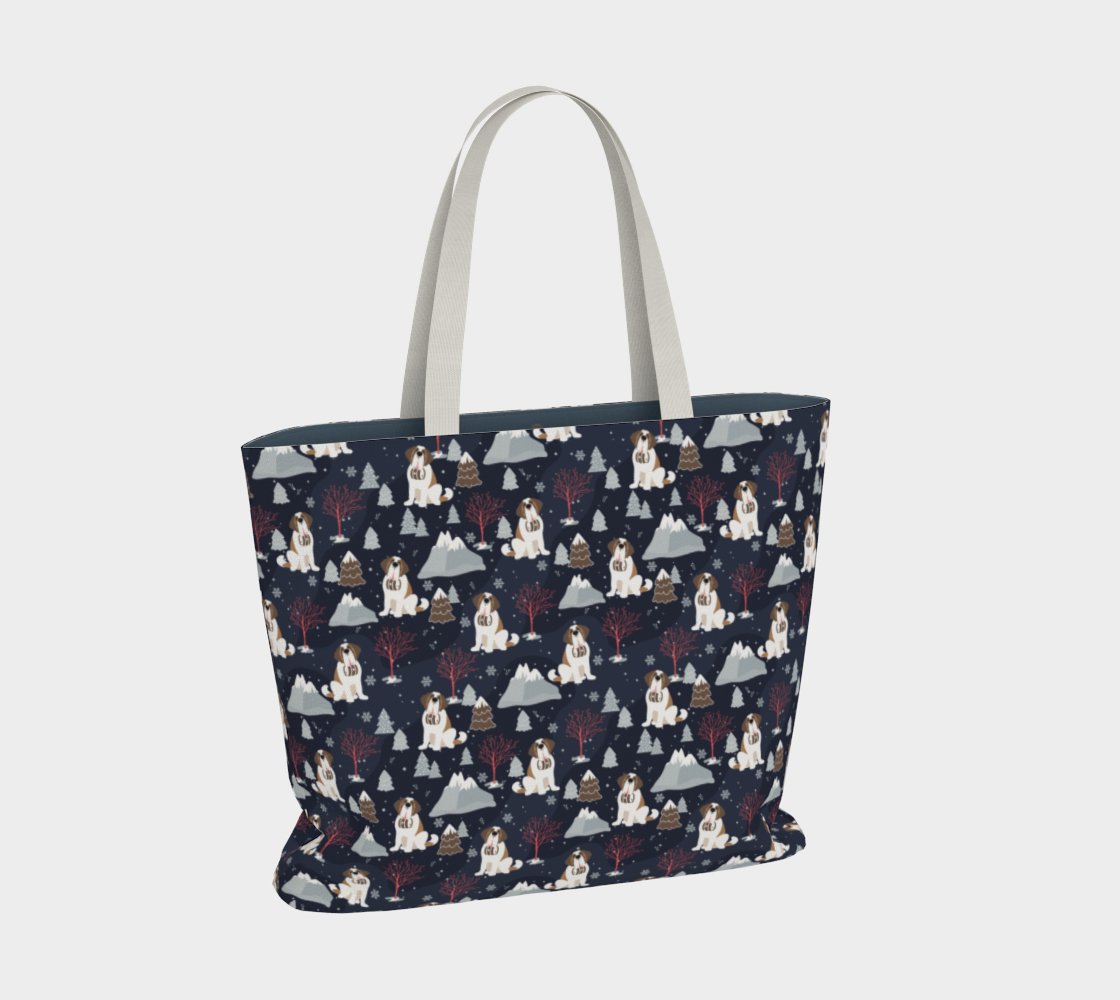 Alpine Nights St Bernard Large Market Tote Bag - Lucy + Norman