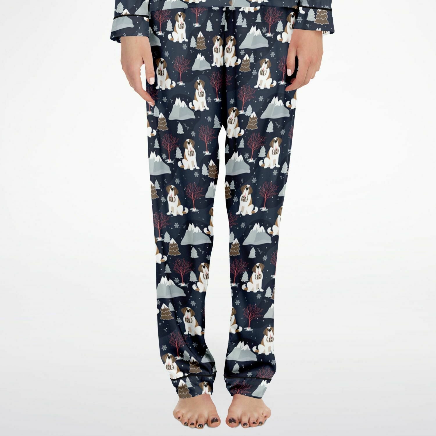 Alpine Nights St Bernard Women's Satin Pajamas - Lucy + Norman