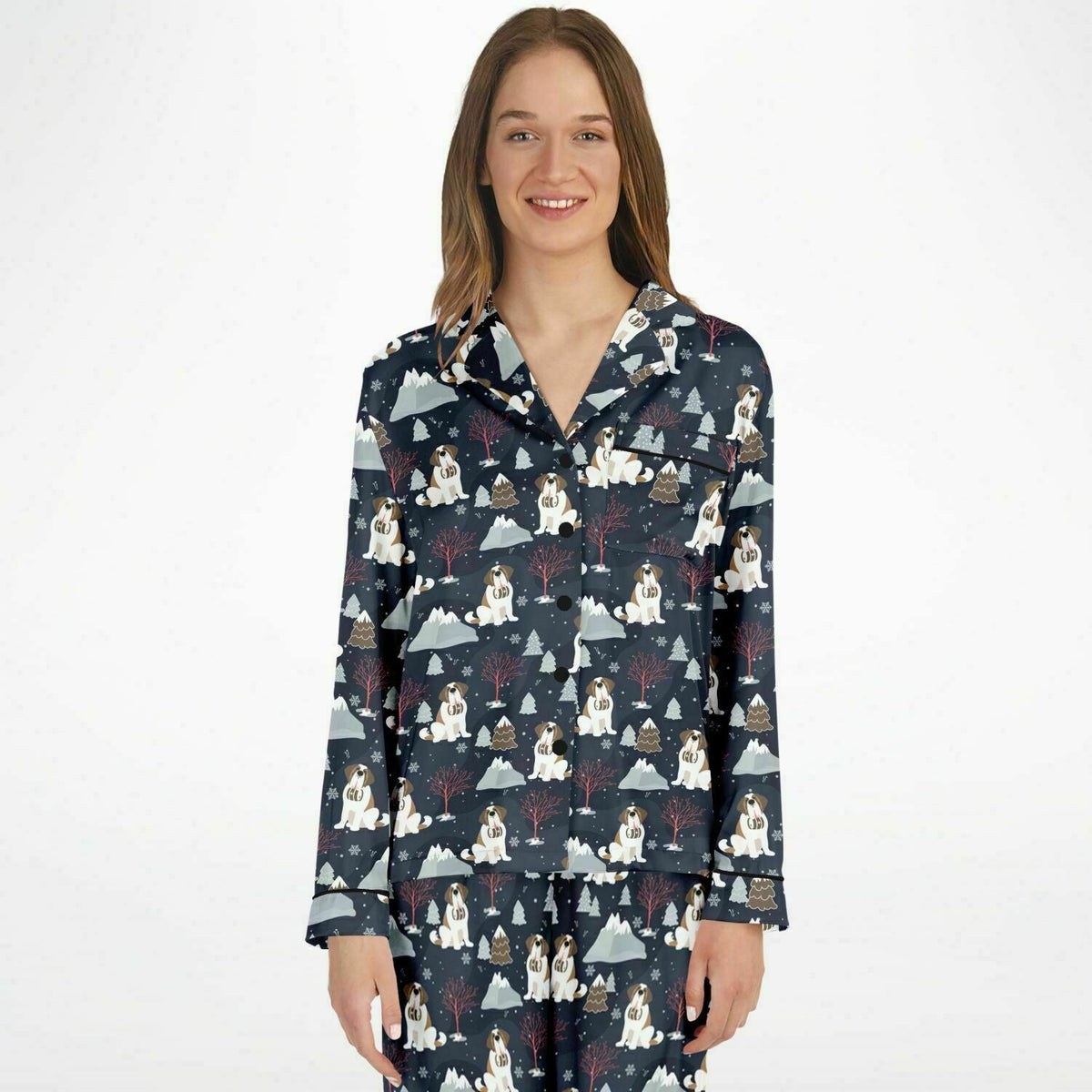 Alpine Nights St Bernard Women&#39;s Satin Pajamas - Lucy + Norman