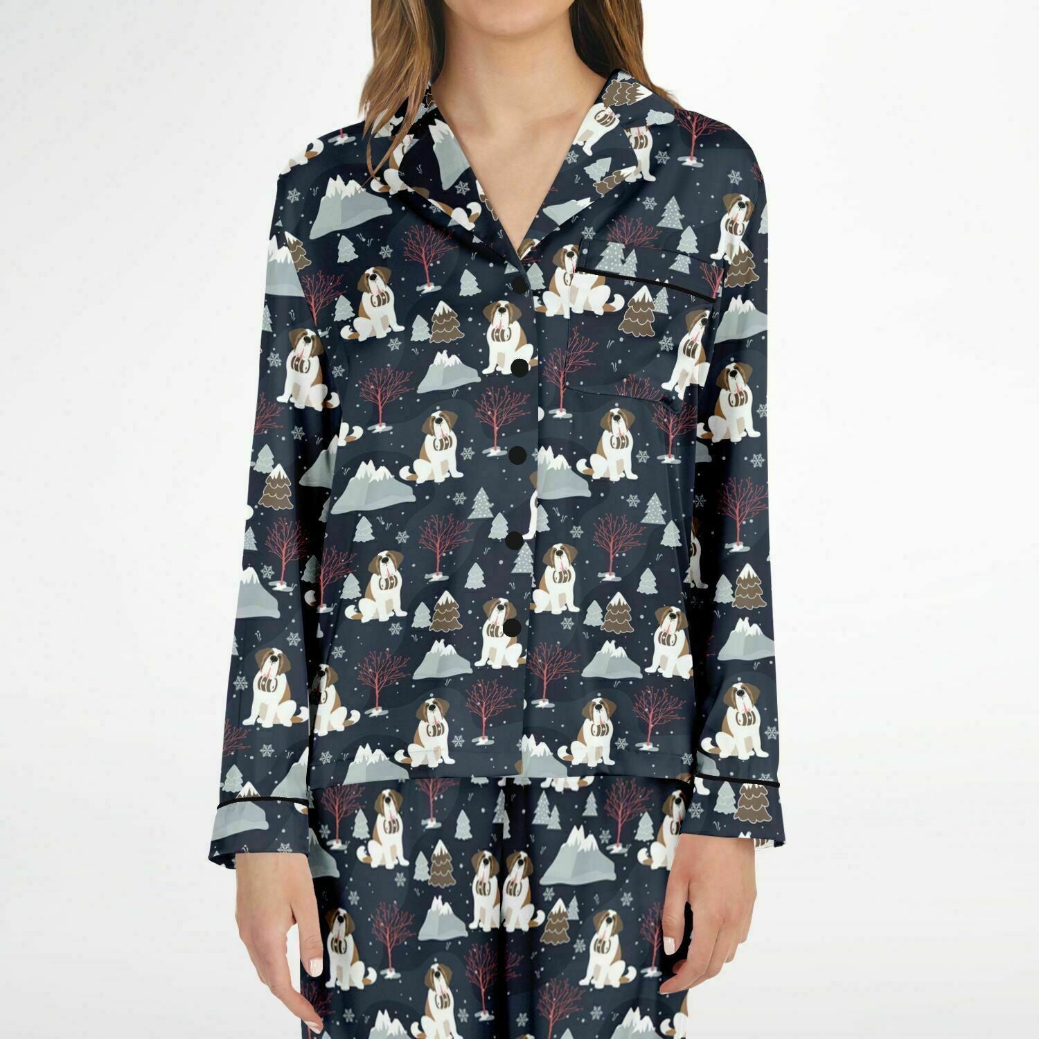 Alpine Nights St Bernard Women's Satin Pajamas - Lucy + Norman