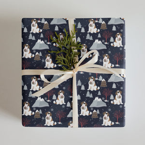 Alpine Nights St Bernard Wrapping Paper Sheets - Lucy + Norman