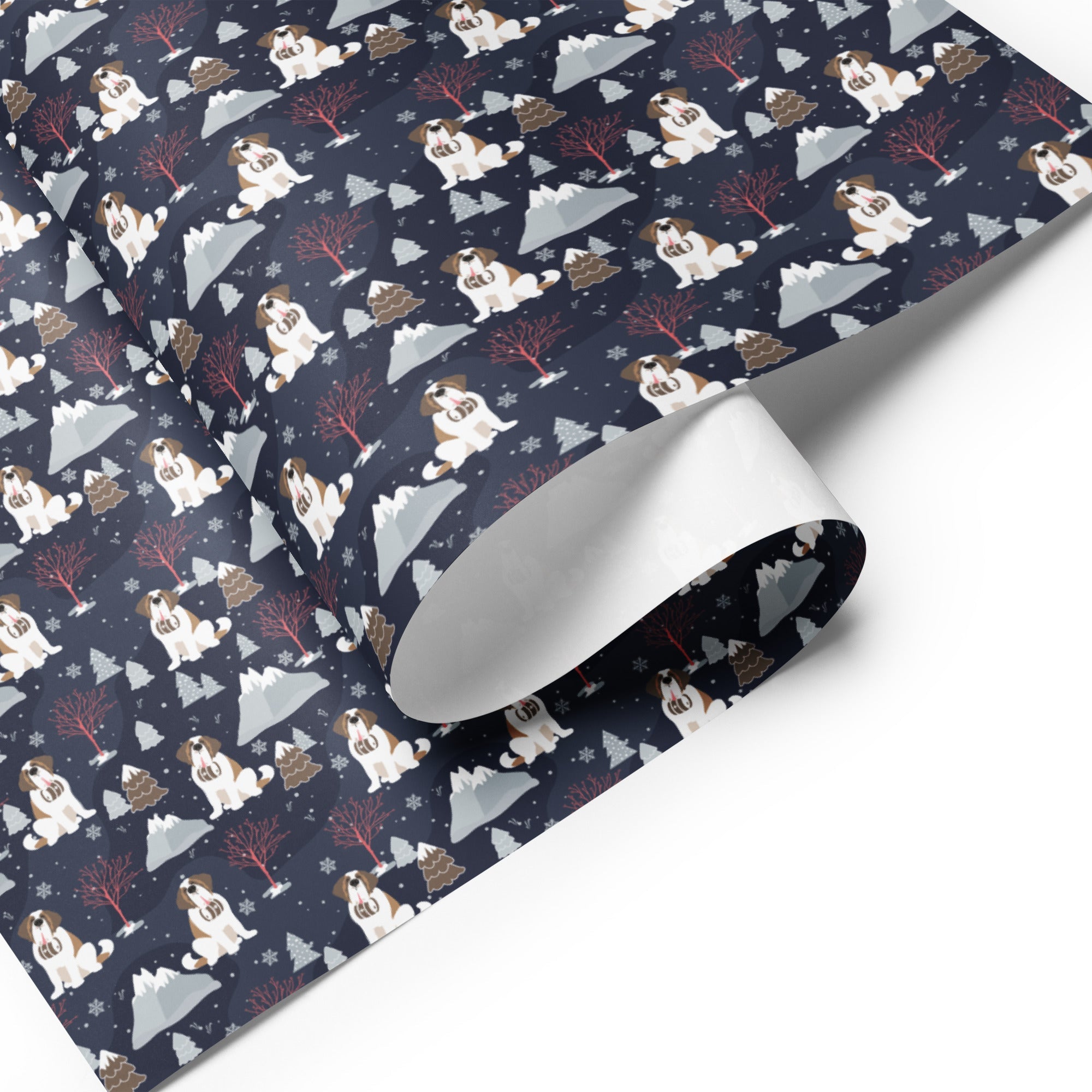 Alpine Nights St Bernard Wrapping Paper Sheets - Lucy + Norman