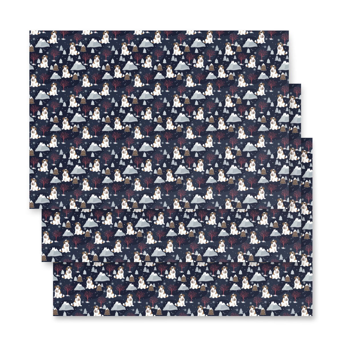 Alpine Nights St Bernard Wrapping Paper Sheets - Lucy + Norman