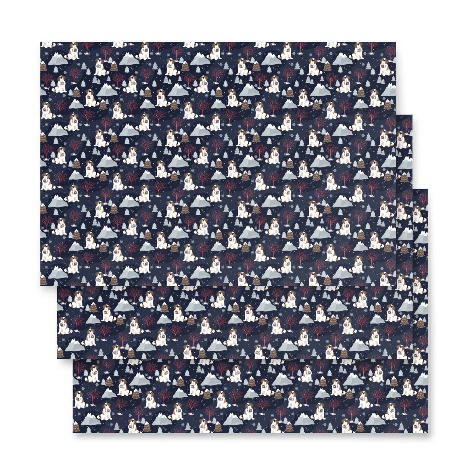 Alpine Nights St Bernard Wrapping Paper Sheets - Lucy + Norman