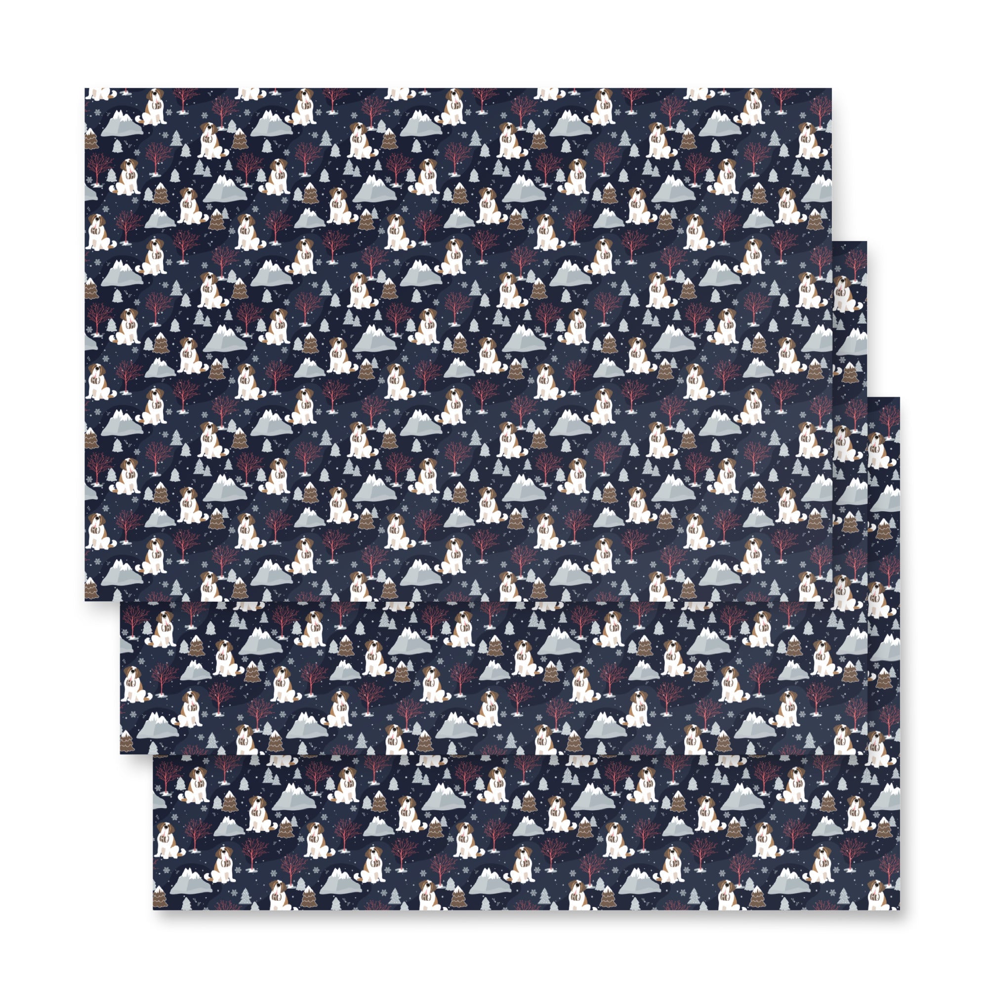 Alpine Nights St Bernard Wrapping Paper Sheets - Lucy + Norman