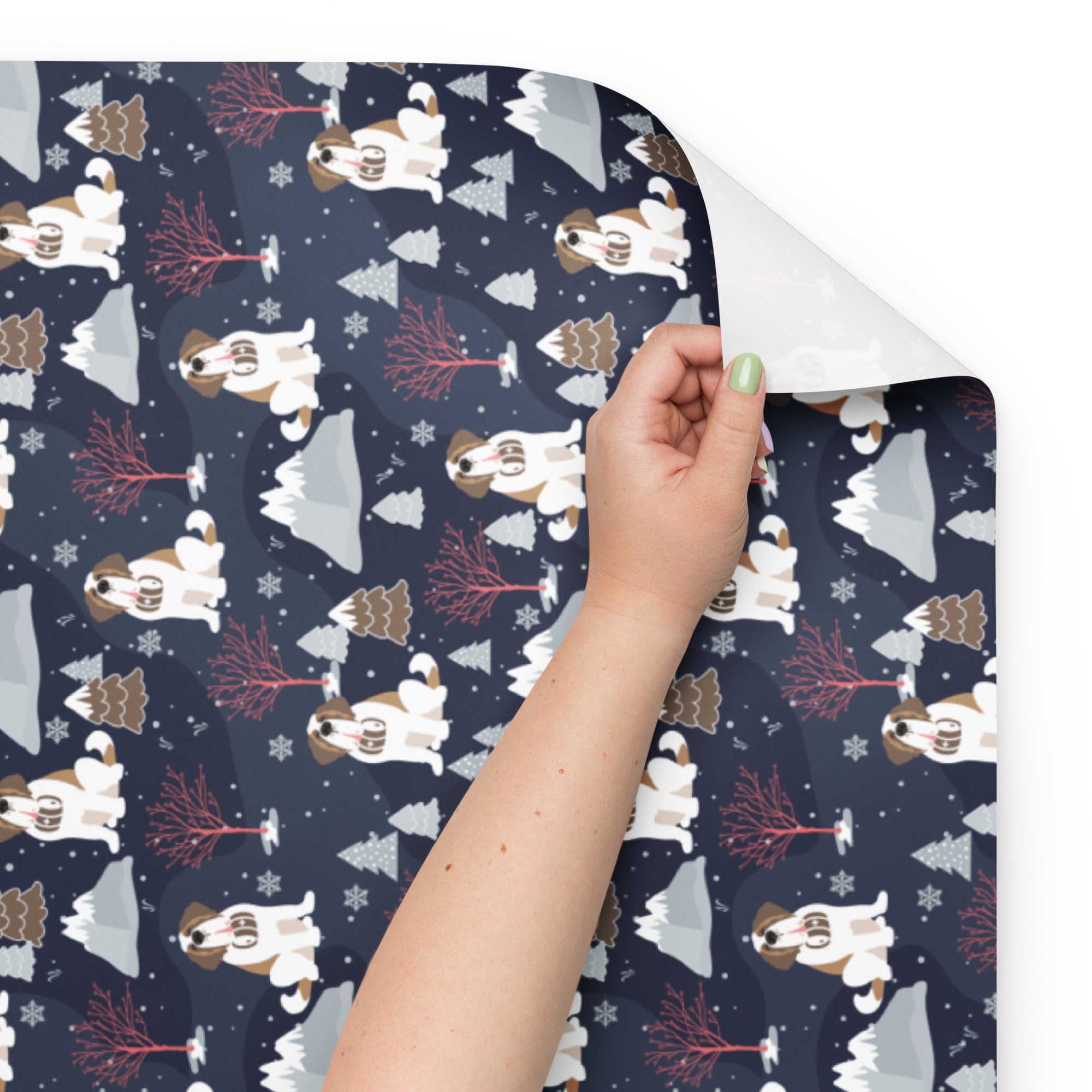 Alpine Nights St Bernard Wrapping Paper Sheets - Lucy + Norman